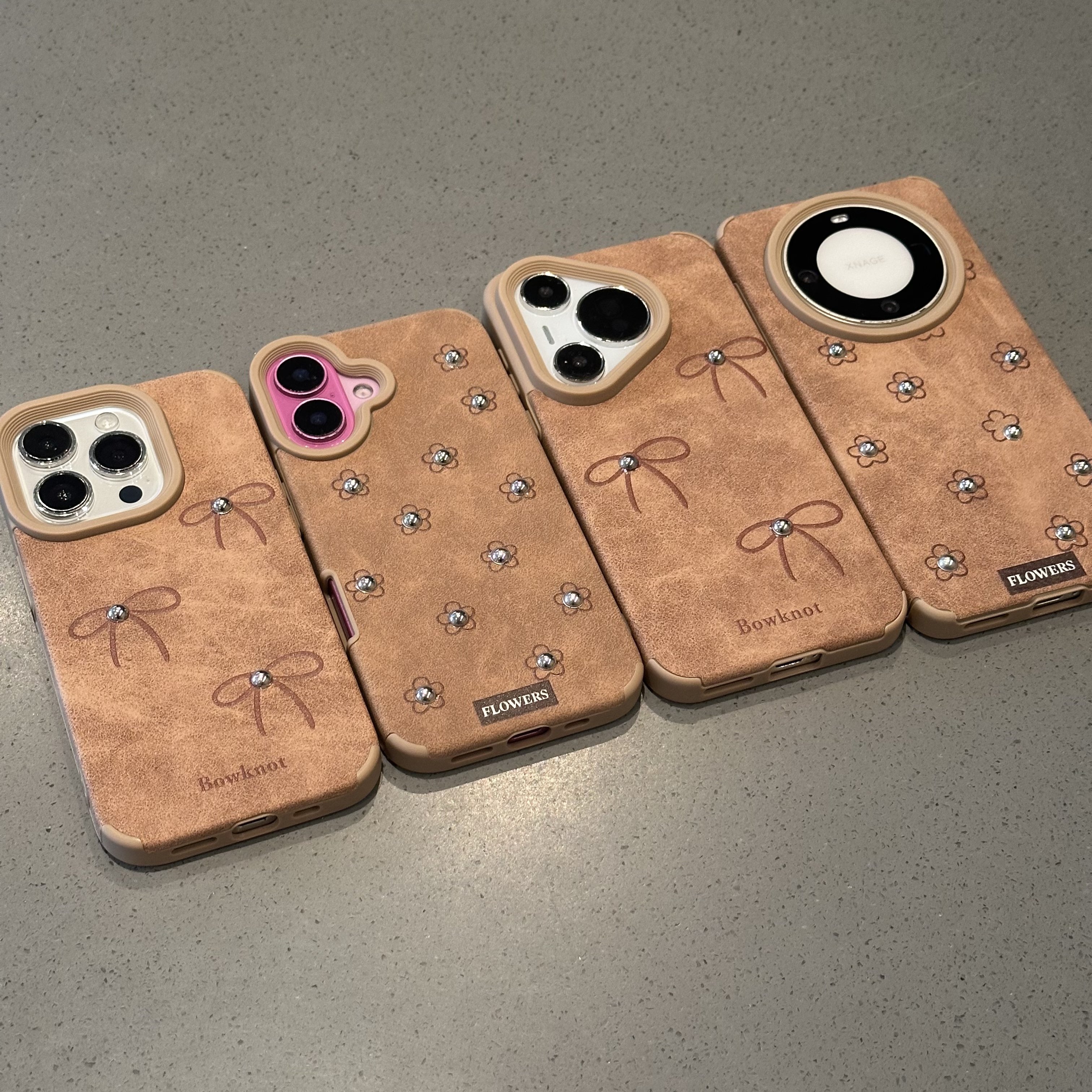 BANCA棕色蝴蝶结适用苹果16手机壳iPhone17小米15vivoppo华为P70