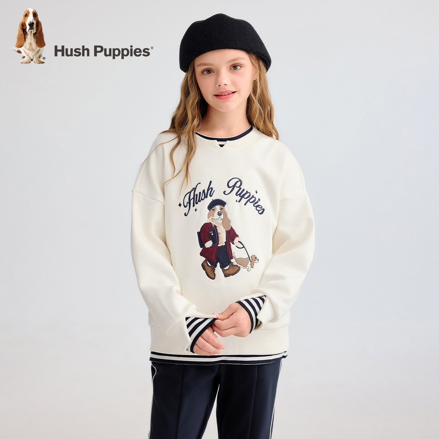 【卫衣】暇步士童装2025年秋季新款儿童淑女贴布绣休闲假两件卫衣