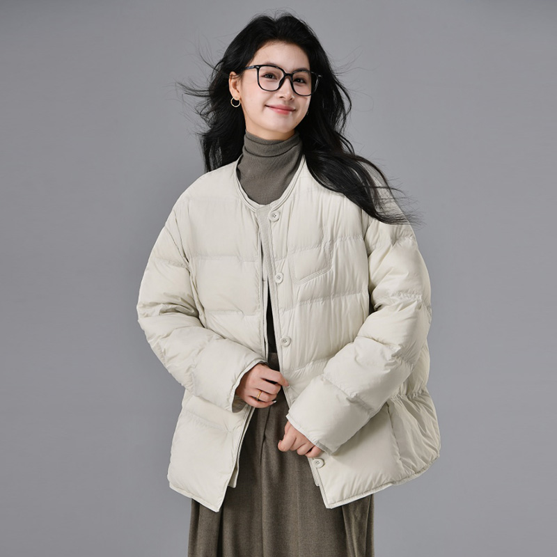 羽绒服女2025冬季新款90白鸭绒保暖百搭显瘦圆领宽松时尚外套711
