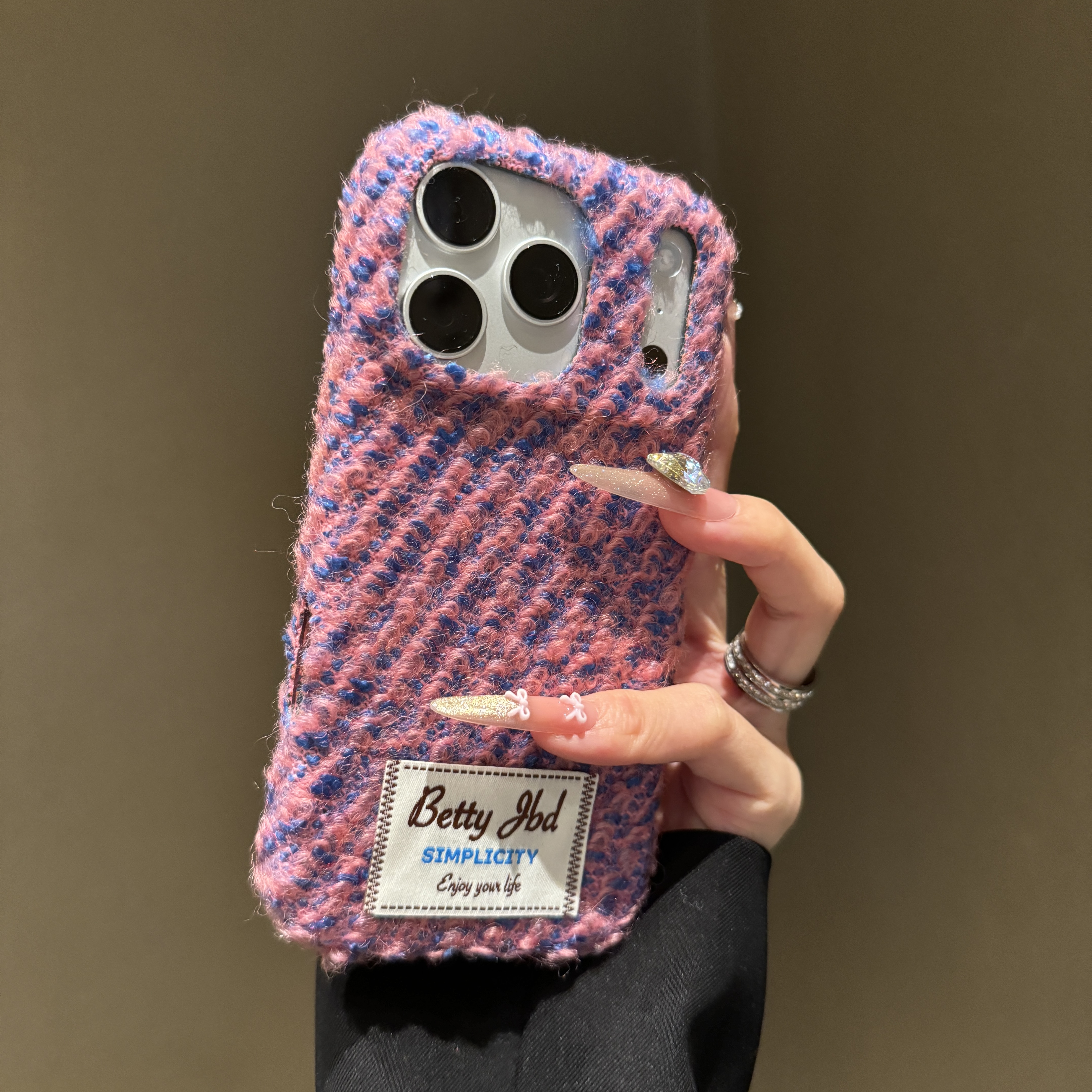 秋冬小香风绒布适用苹果17promax手机壳iPhone16复古15肤感14高级