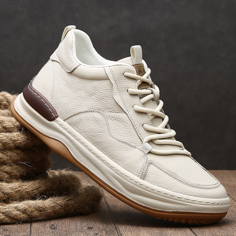 【头层牛皮】秋季羊毛一体真皮休闲皮鞋透气轻便运动休闲鞋单鞋鞋子