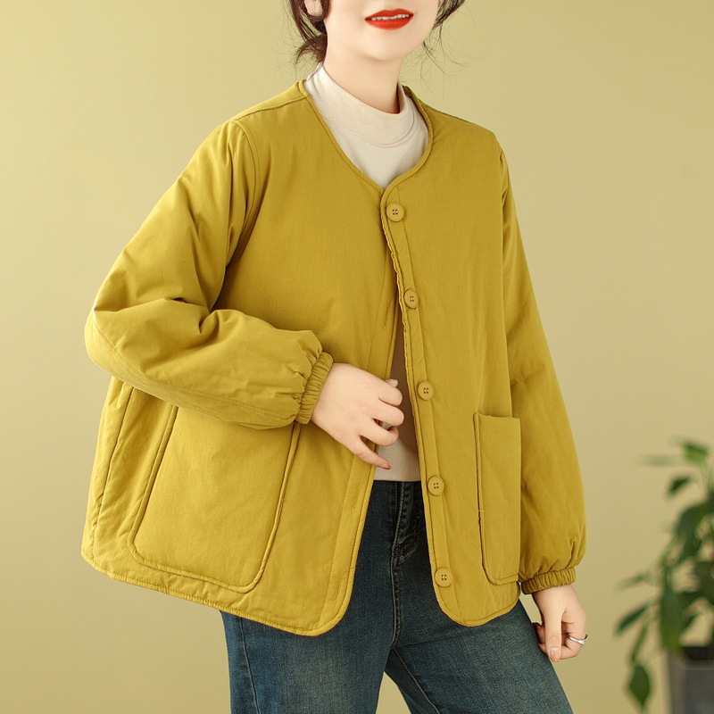 文艺复古短款夹棉保暖棉服外套女秋冬新款宽松大码显瘦长袖小棉袄