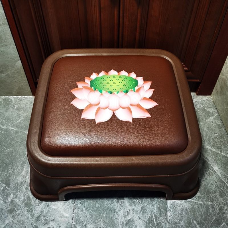 跪拜凳拜佛凳皮革佛椅寺庙道观拜老爷跪垫可收纳家用拜拜莲花蒲团