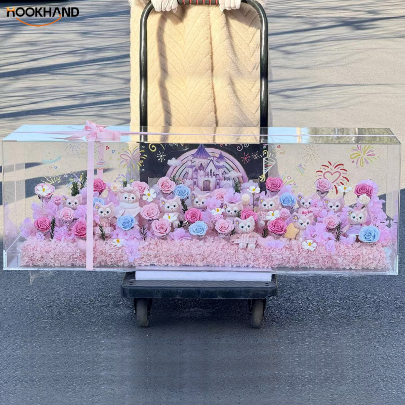 网红热销款永生花玲娜贝儿星黛露雪莉玫饼饼Kitty玩偶玫瑰花礼盒