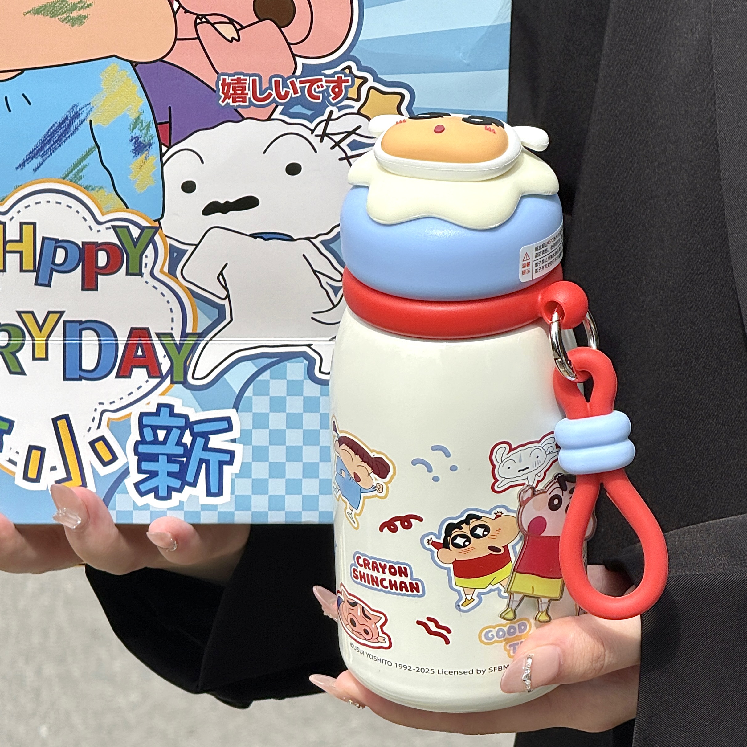 蜡笔小新保温杯女生新款2025高颜值可爱水杯学生专用水壶生日礼物