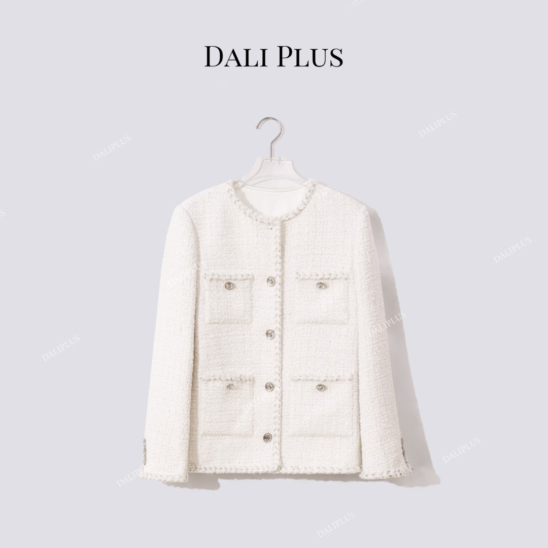 DALI PLUS“手工坊小香风羊毛外套”粗花呢长袖外套-D5TY0114