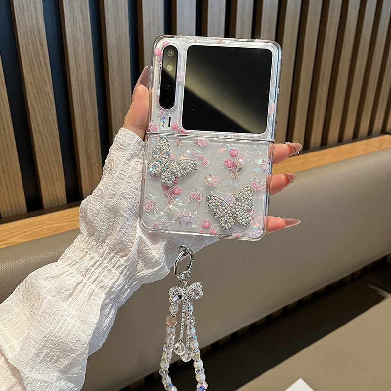 适用华为Pura X手机壳折叠屏贝壳纹diy手提链purax蓝光彩绘保护壳