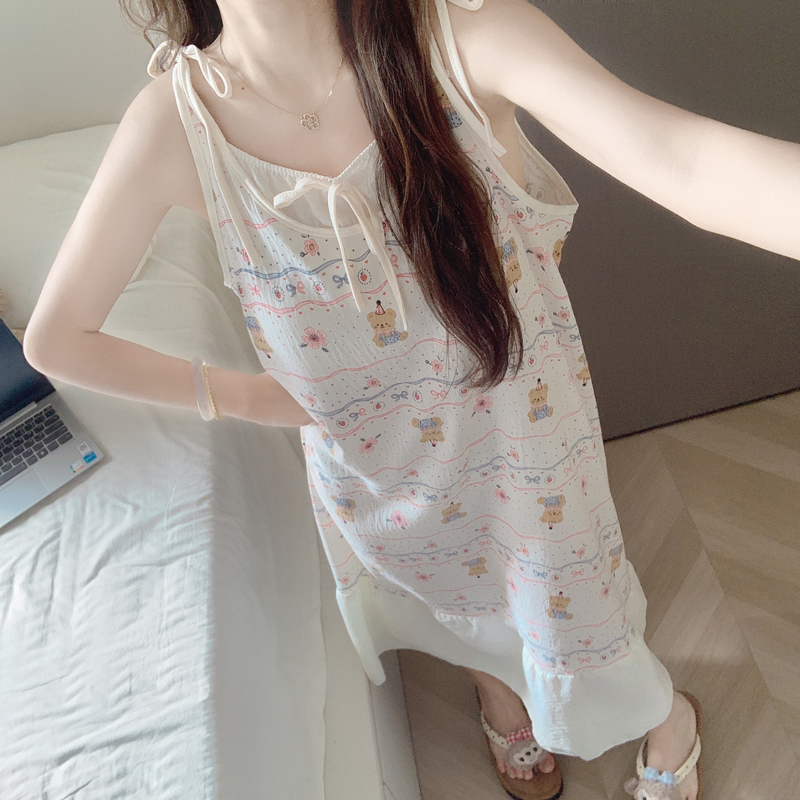 【带胸垫一体】吊带睡裙女夏季2025新款云朵棉睡衣高级感家居服套装