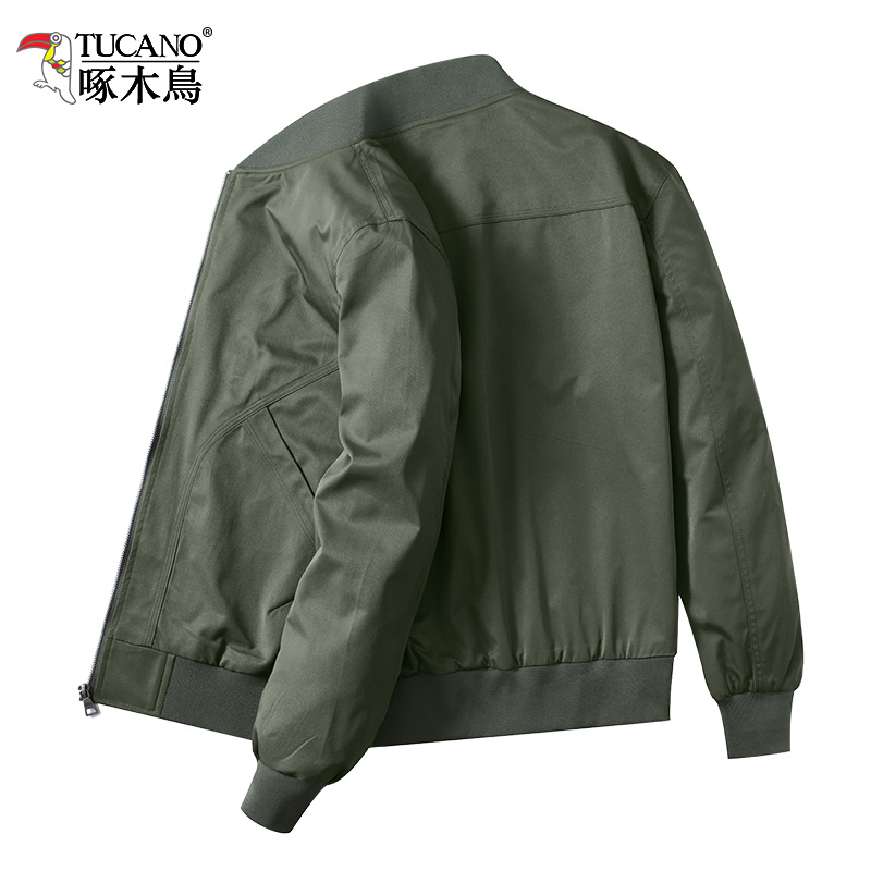 啄木鸟秋冬季新款美式休闲飞行员夹克外套男款时尚潮流棒球领上衣