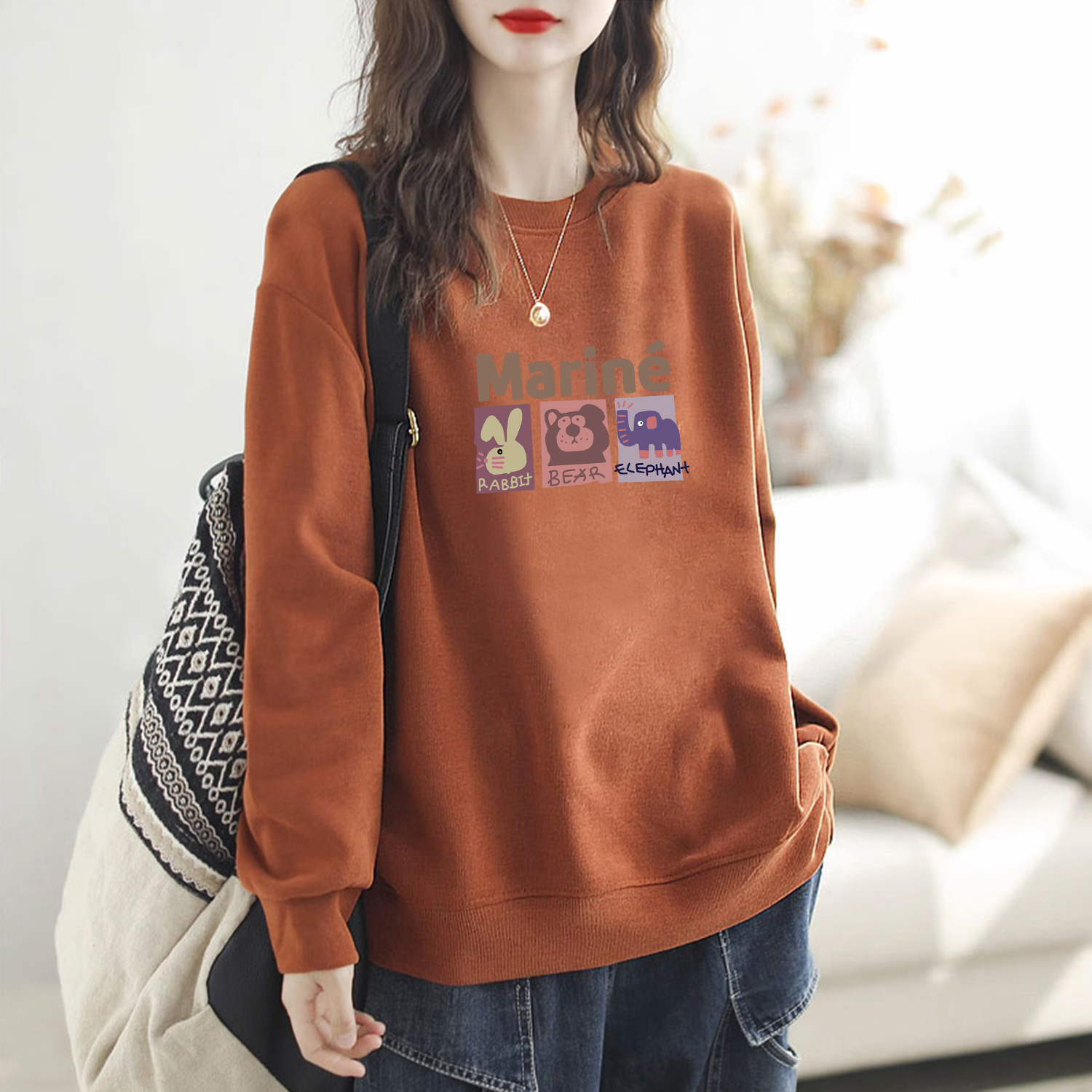 大码正肩长袖卫衣女秋季新款纯棉宽松遮肚圆领上衣胖MMT恤外套潮