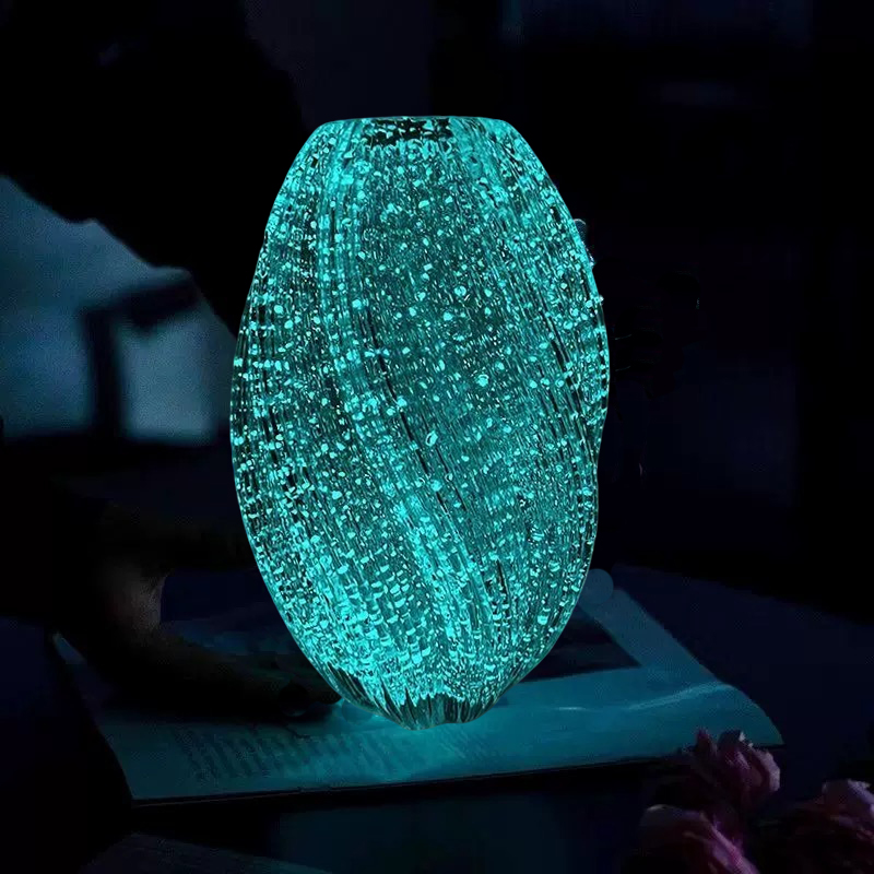 【花伴水】夜光麦芽糖花瓶简约轻奢透明玻璃花瓶摆件