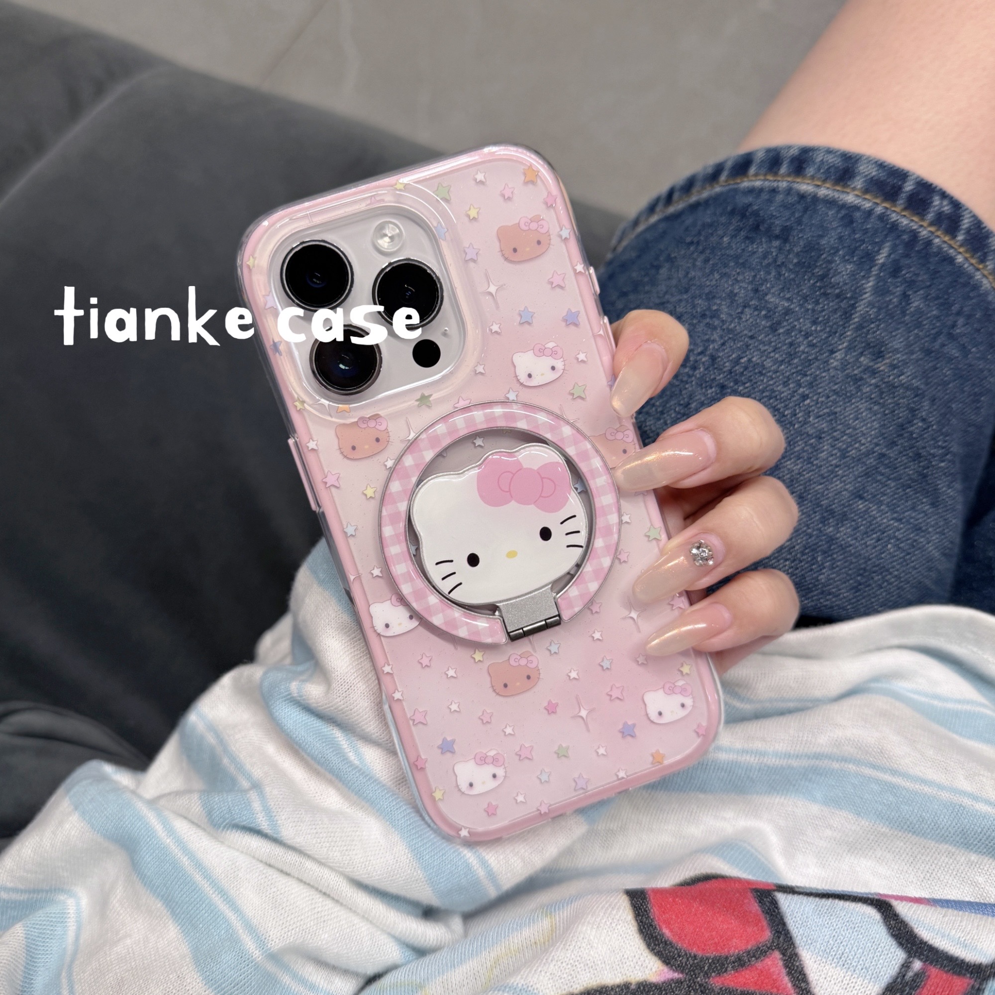 【适用苹果】ins可爱粉色星星Kitty二合一边框磁吸手机壳iPhone17