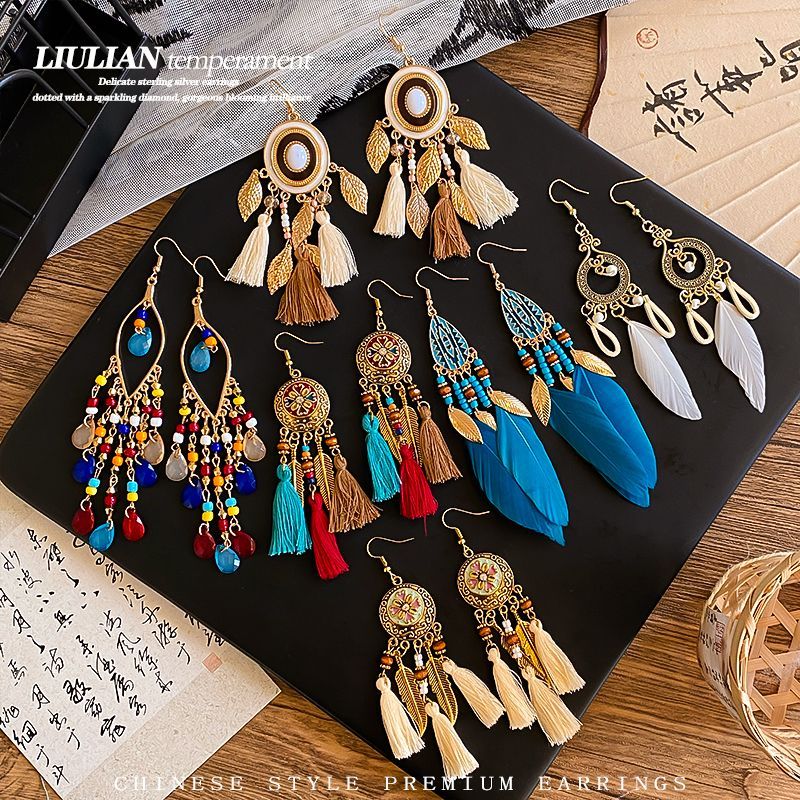 铜合金亚克力耳饰 波西米亚民族风耳环女新款度假显脸小耳钉耳饰