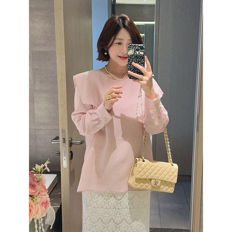 【DIS 现货】【粉黛桃里】早秋气质不规则活页设计长袖衬衫Z525C12821