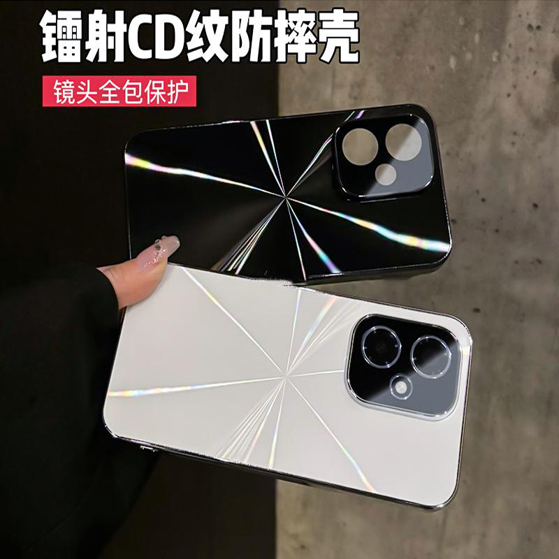 适用荣耀400手机壳镭射CD纹电镀防滑条镜头全包防摔简约保护套