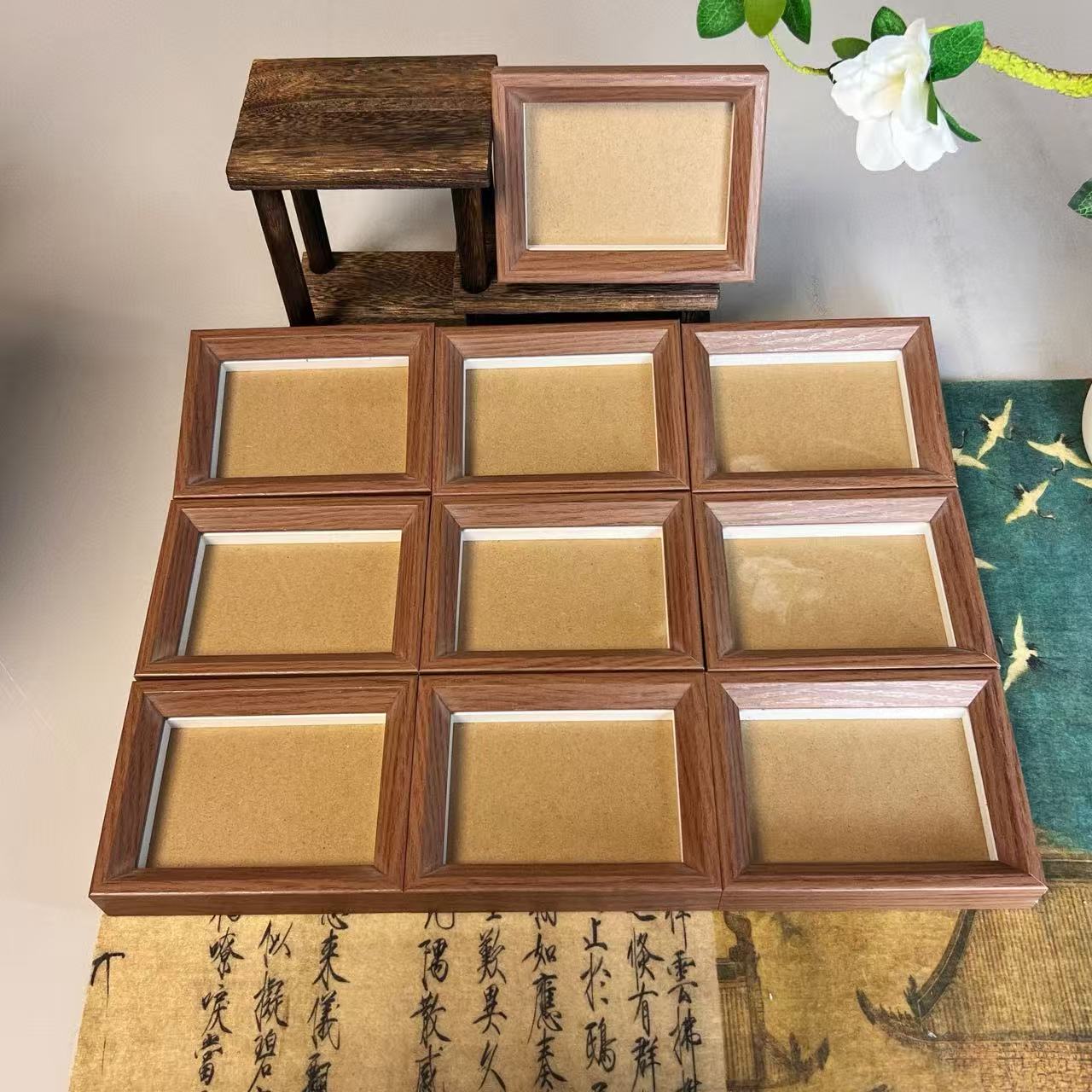 【两卡框】全新款双眼皮直角【浅檀色】二卡真玻璃相框拍一发十