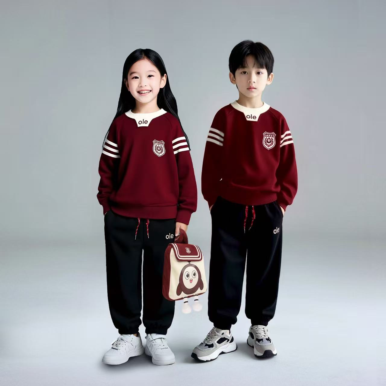 2025儿童秋季新品运动风套装男童女童卫衣裤中大童俩件套D3S5-916