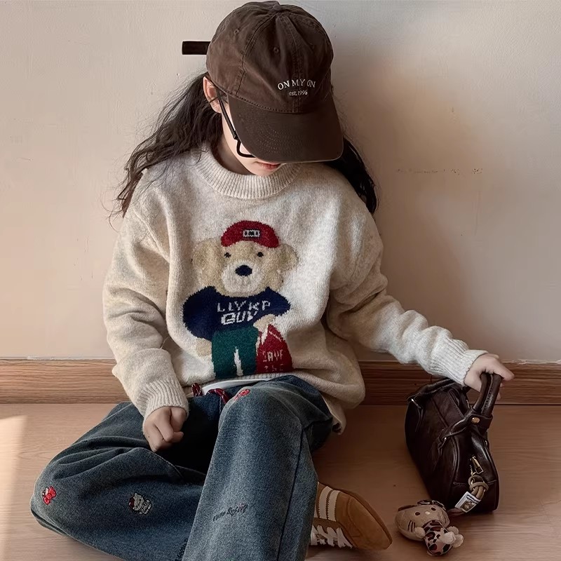 女童加厚宽松毛衣2025新款女孩韩版保暖针织衫儿童冬装超好看内搭