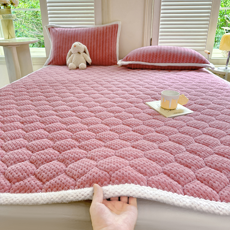 新款冬季加厚防滑云豆绒床褥夹棉软垫绒褥子寝室上下铺保暖床护垫