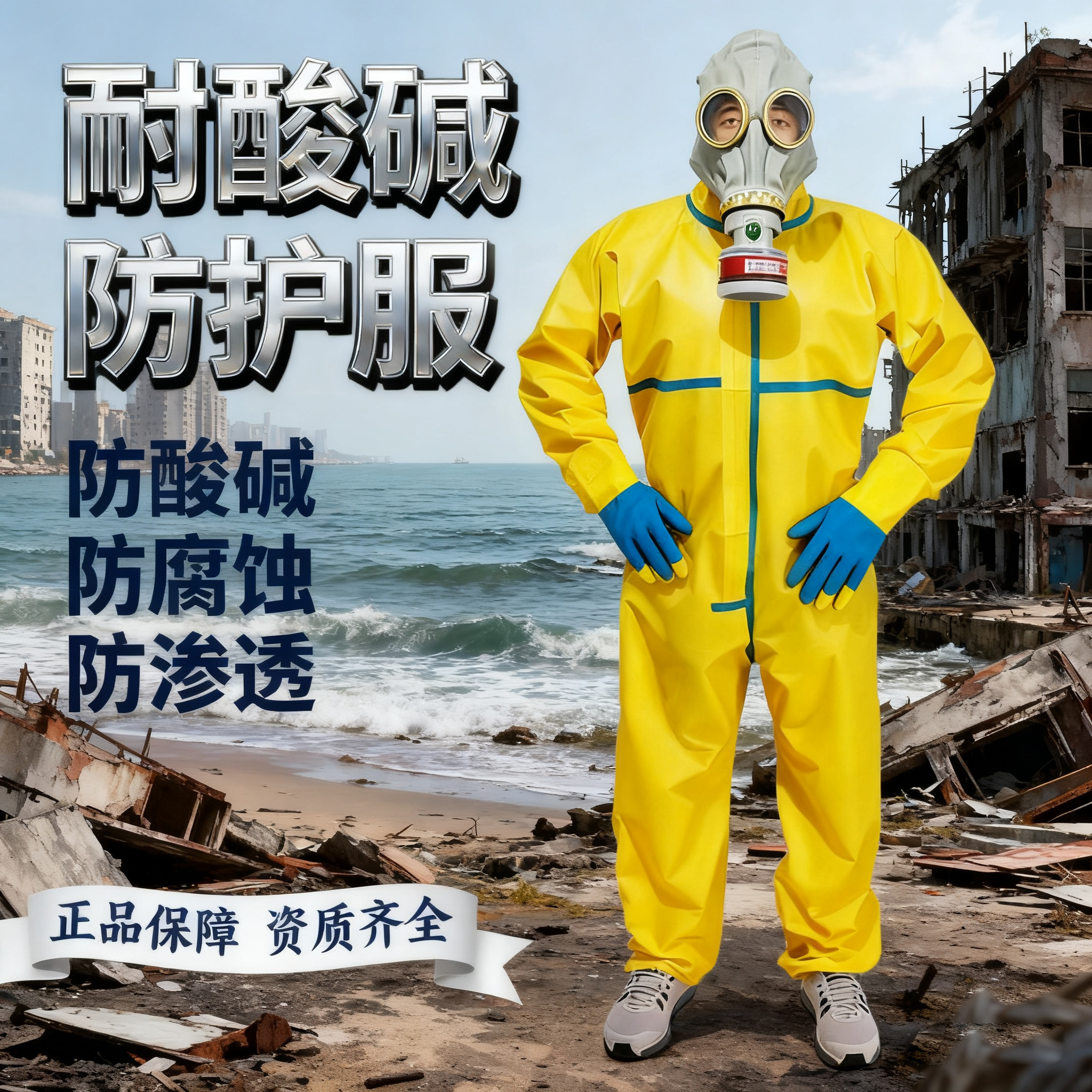 防化服防耐酸碱工作防护服连体全身化学实验防酸防毒喷漆c级化工