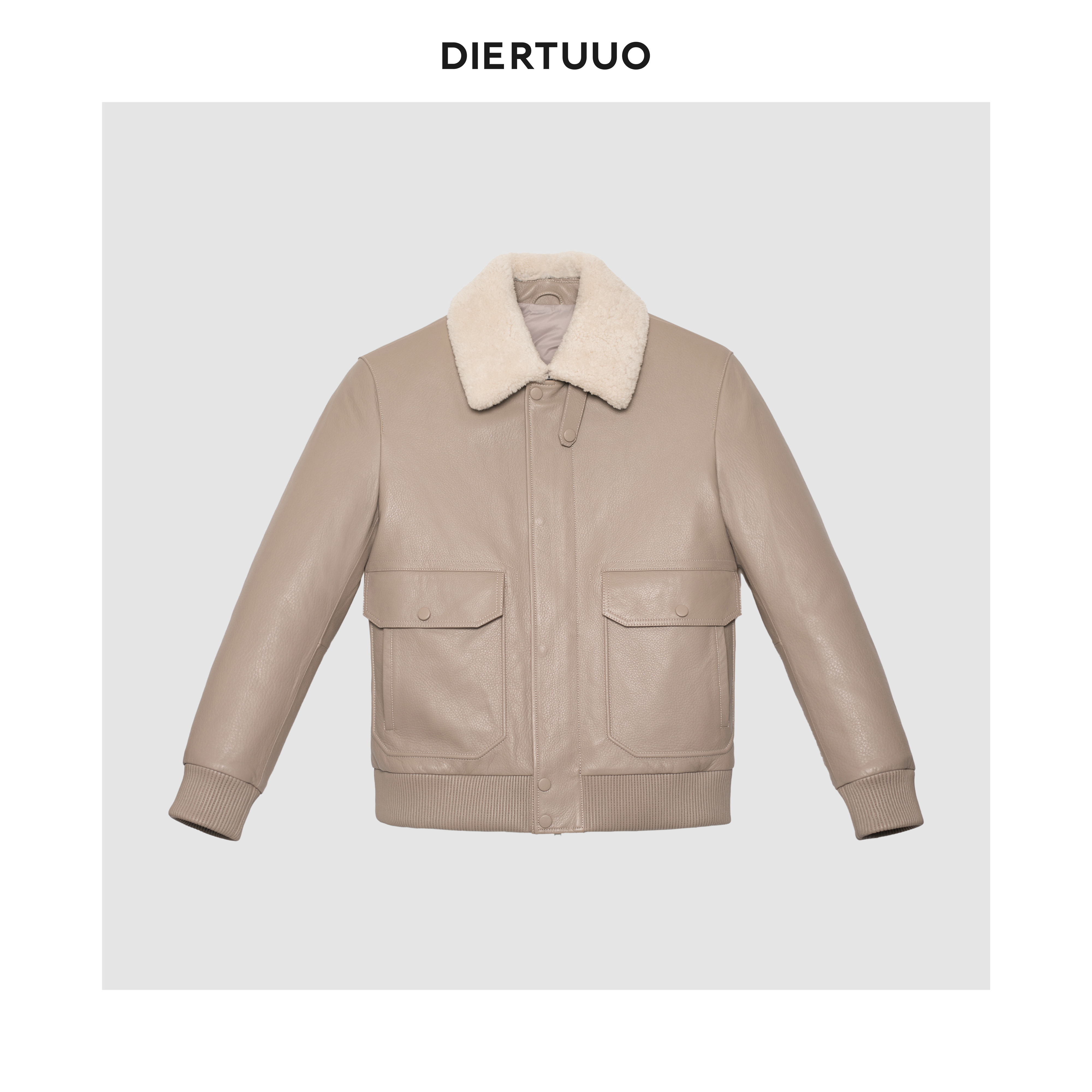 DIERTUUO迪途-58222男士冬季经典时尚百搭修身羽绒保暖翻领皮衣