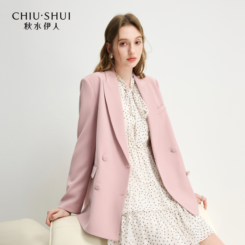 秋水伊人蝴蝶结西装外套2025年春季新款通勤H型上衣625101A070139