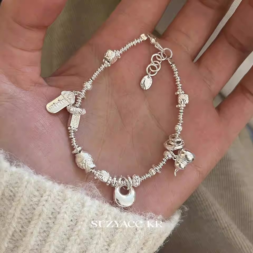 999纯银碎银子小胖福葫芦盘缠铜钱手链女轻奢小众送女友