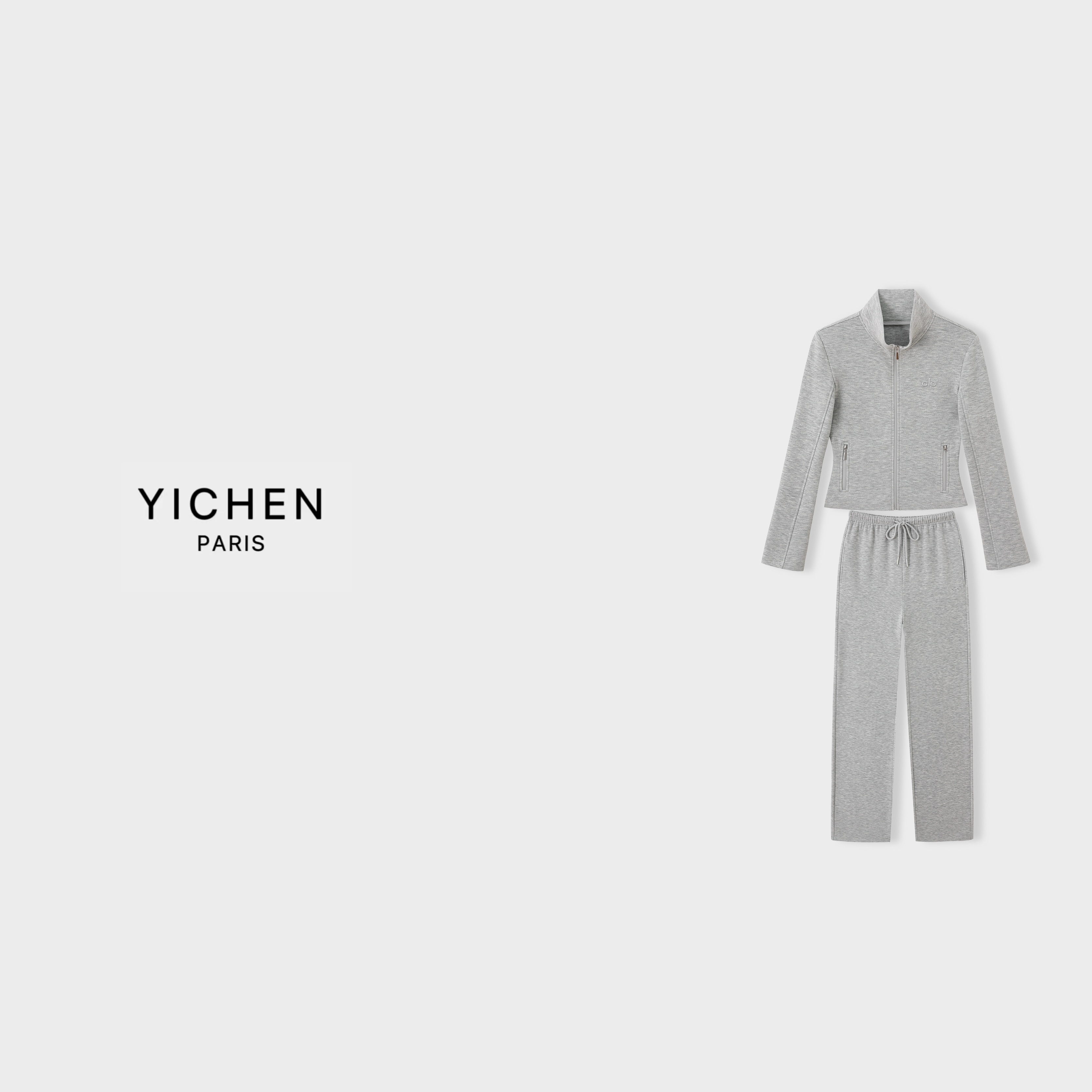 YC 浅花灰 a*o 徽标修身版型羊毛运动套装-3569