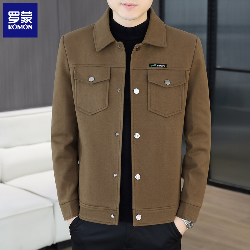 罗蒙2025年新款外套秋季男装休闲百搭翻领夹克修身洋气爆款衣服
