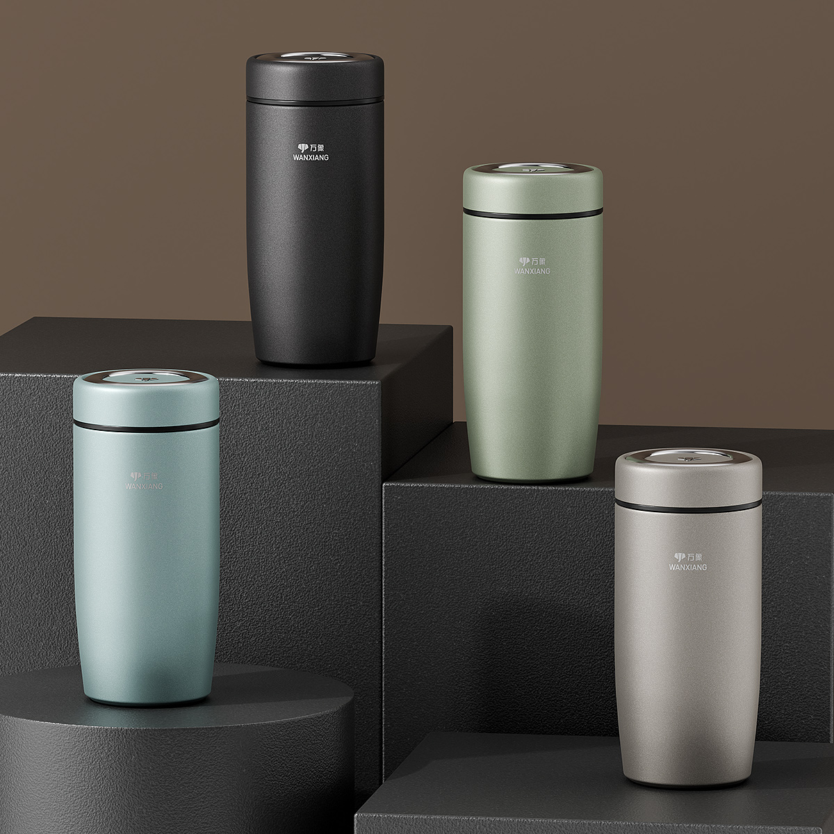 万象泡茶保温杯不锈钢男士高档茶杯316不锈钢车载便携家用保温杯