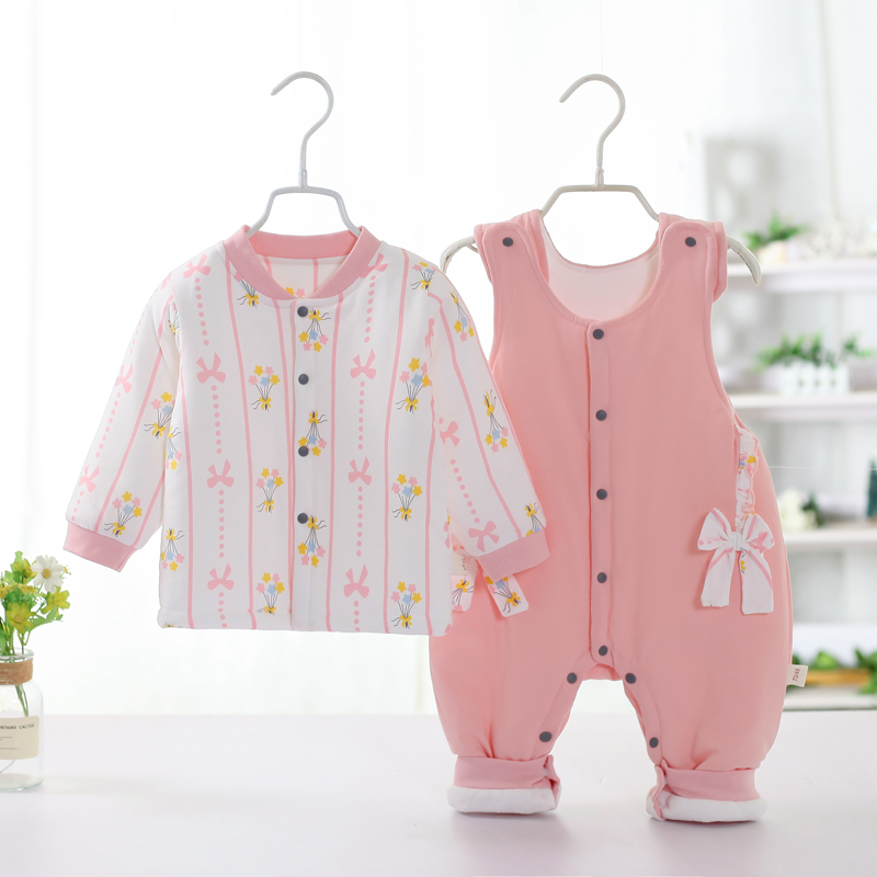 【卡熊优选】120克婴儿春秋季薄棉两件套男女宝纯棉双背带裤子套装