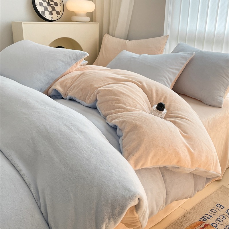 A类床品加绒床单被套冬季四件套学生宿舍加厚保暖单双人床三件套