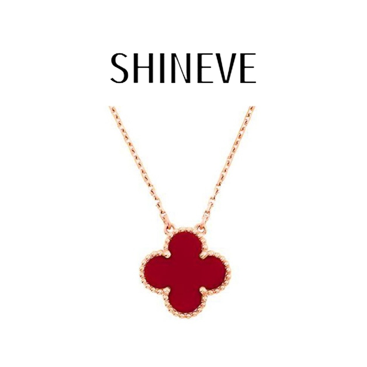 铜合金项链 镀K金 红色经典时尚项链四叶草镀K金红色五花
