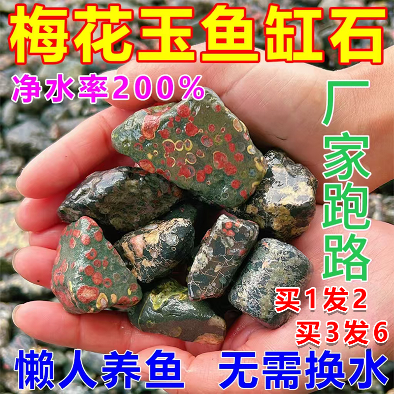 安山玉梅花玉鱼缸石净水底砂鱼缸溪流缸石造景改善水质汝玉摆件