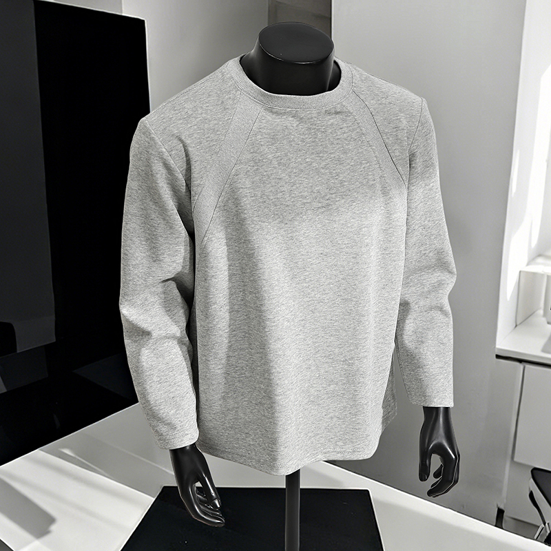 美式重磅解构太空棉长袖t恤男秋季boxy版型卫衣cleanfit正肩长袖