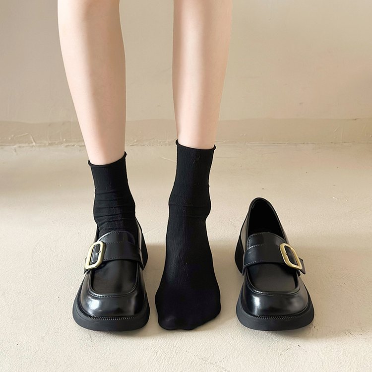 【玖念】3CM黑色乐福鞋小皮鞋女2025春季新款玛丽珍一脚乐福鞋女