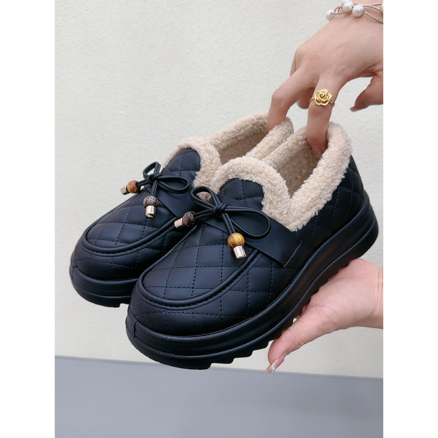 范哲萨冬季新款雪地靴女鞋老北京棉鞋加绒加厚毛毛鞋保暖防滑舒适