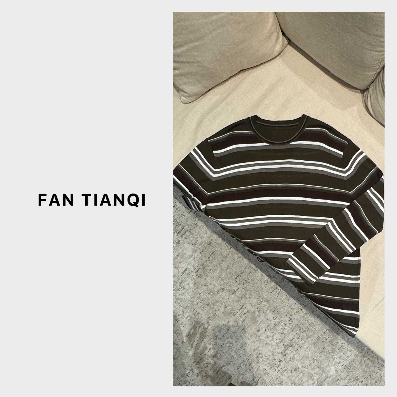 范天奇/FAN TIANQI【条纹T】北欧复古条纹圆领长袖打底衫FTQ251117