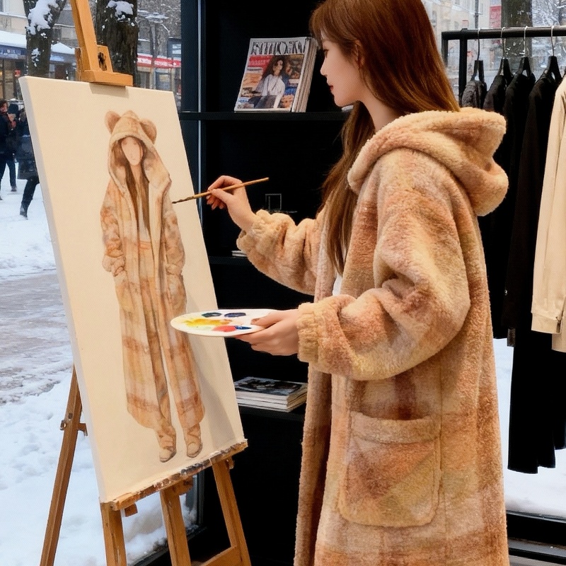 新款【秋日落叶费尔岛】零下10°双层加厚baby绒冬睡衣加厚款家居服