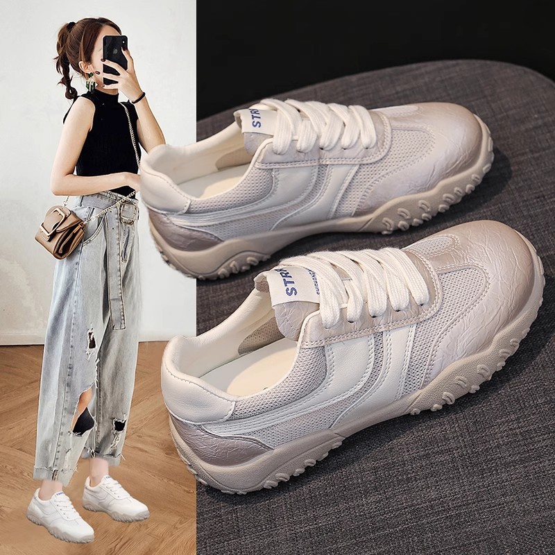 Moleubak网面阿甘鞋女2025夏新款厚底透气薄款时尚休闲运动鞋潮