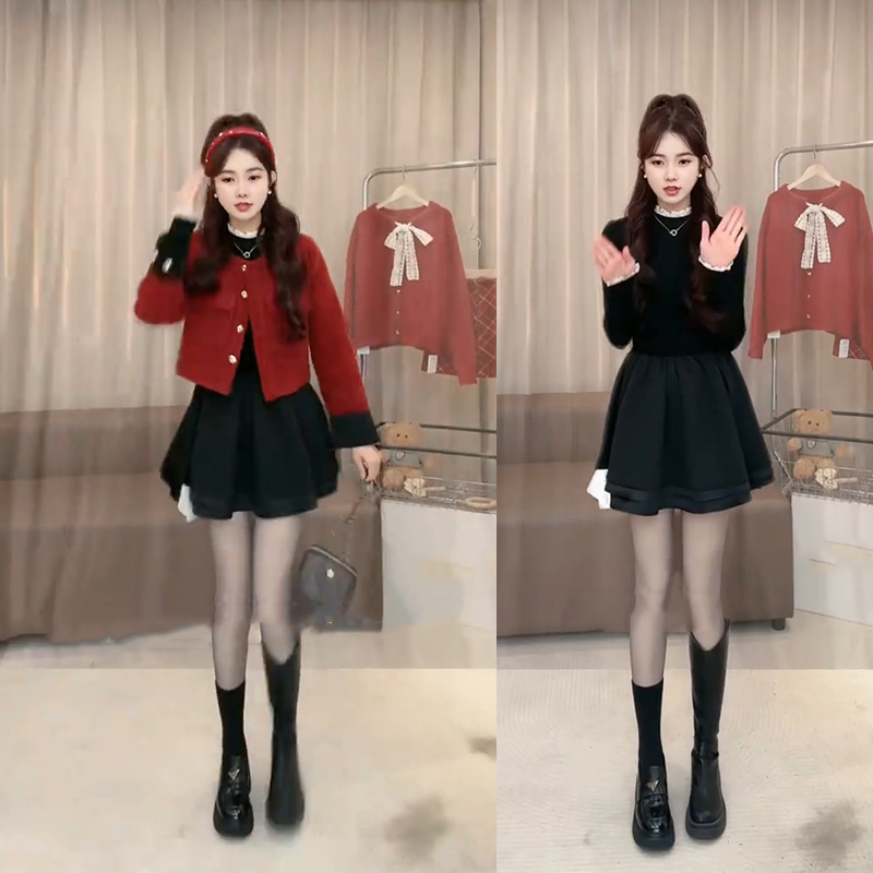 秋冬时尚一整套女装2025新款韩版小香风短款外套显瘦连衣裙两件套