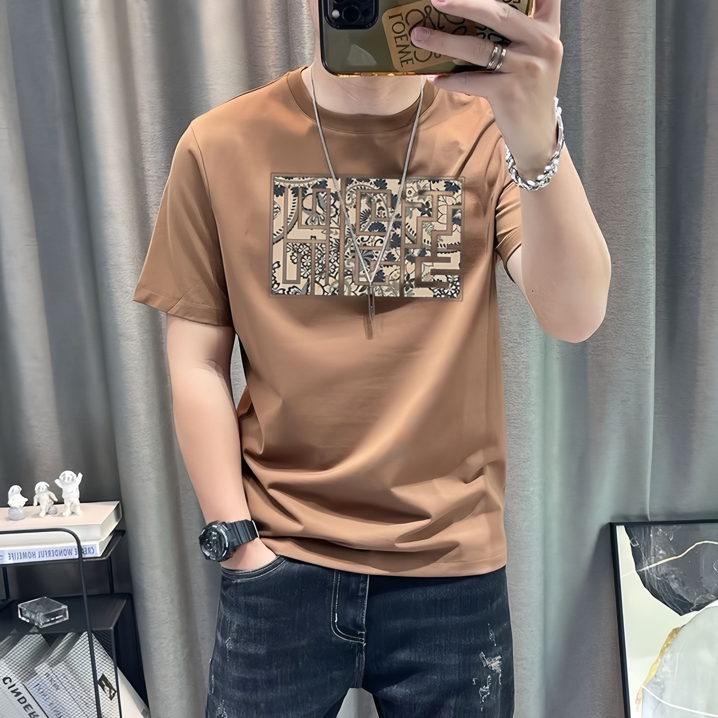 纯棉男士短袖T恤夏季潮款时尚男装创意印花休闲半袖百搭圆领上衣t