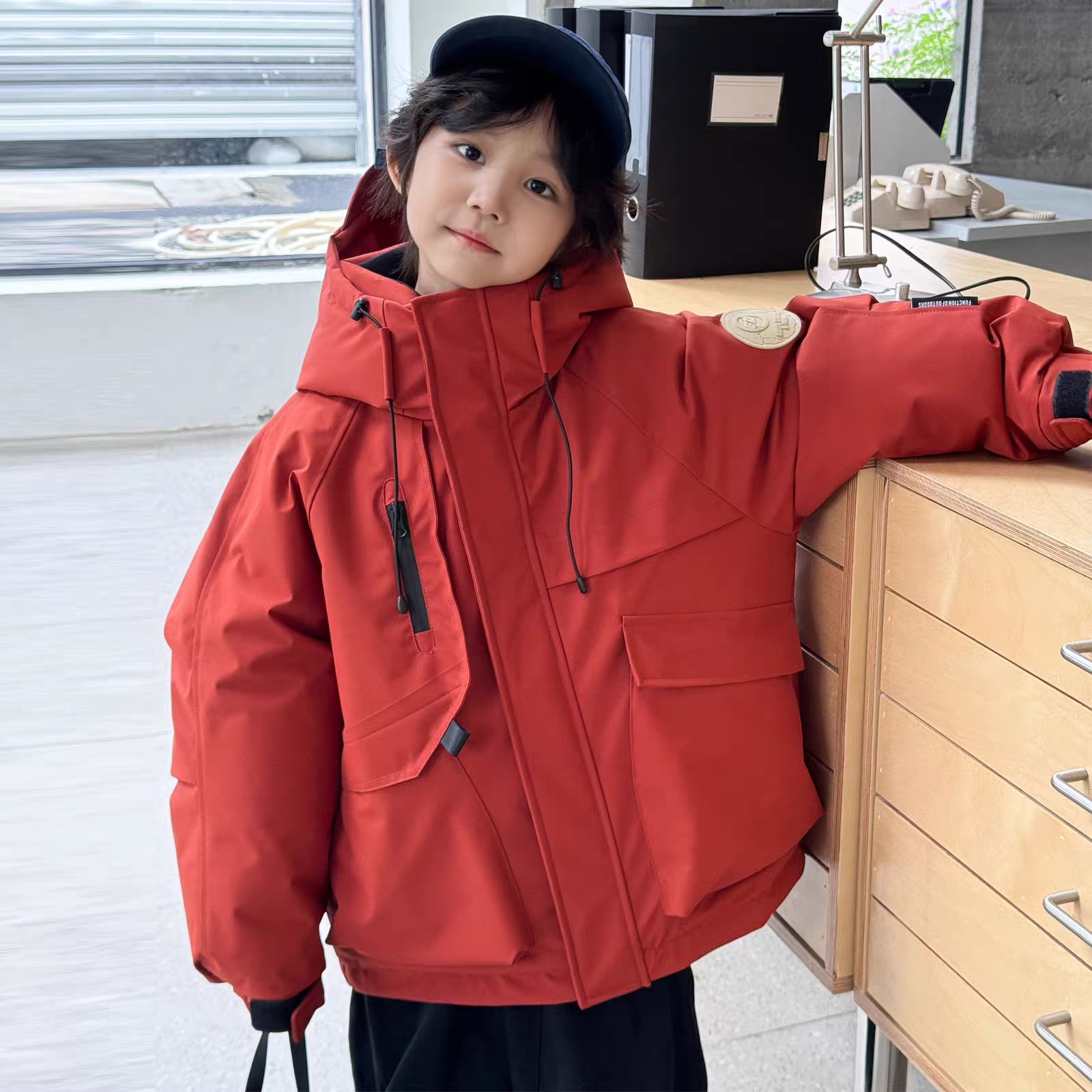 【加厚冲锋衣】儿童棉服2025冬季工装派克男童女童加厚连帽宝宝外套