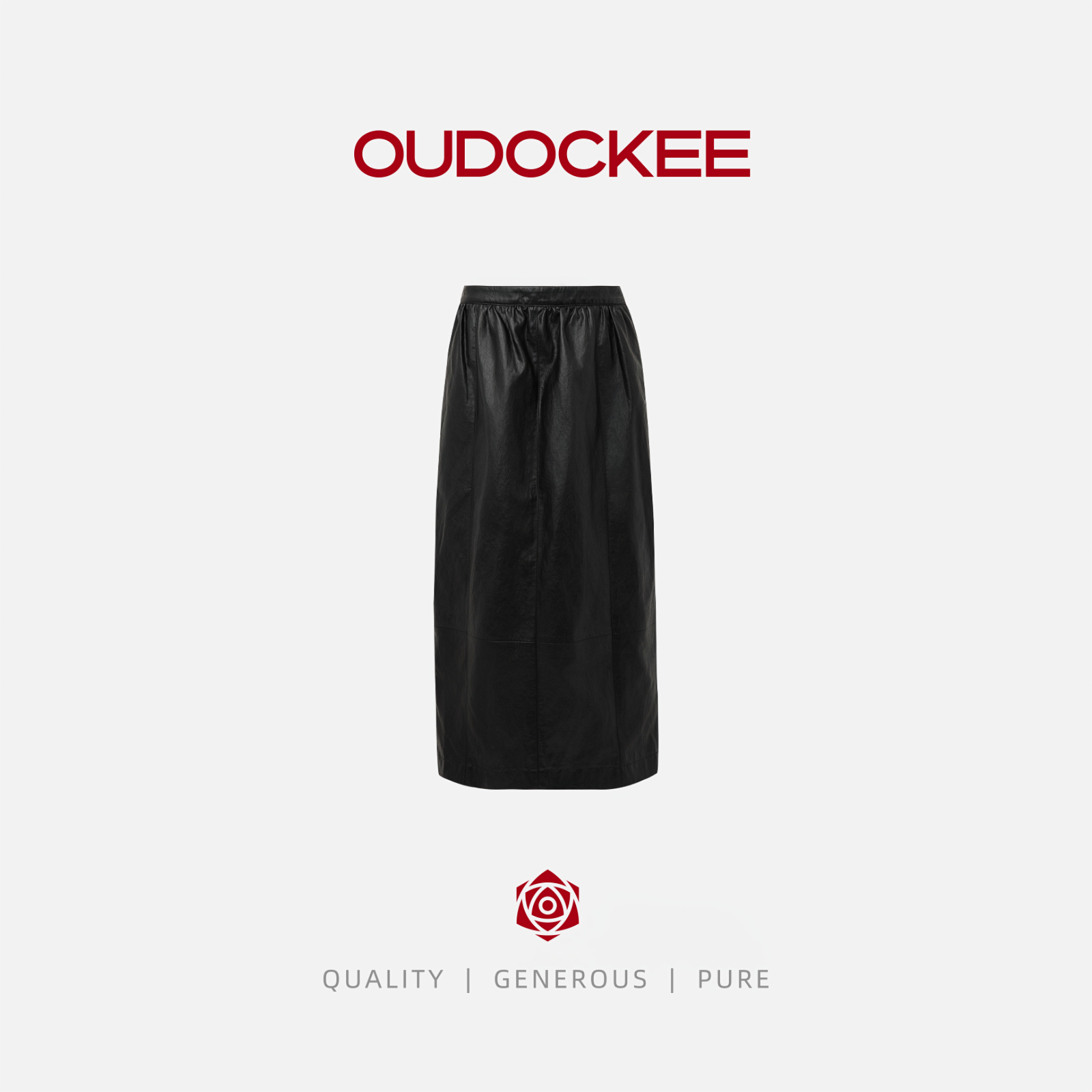 OUDOCKEE 鸥鸥【棉】皮裙 高级感百搭A字半身裙 BACAA625T