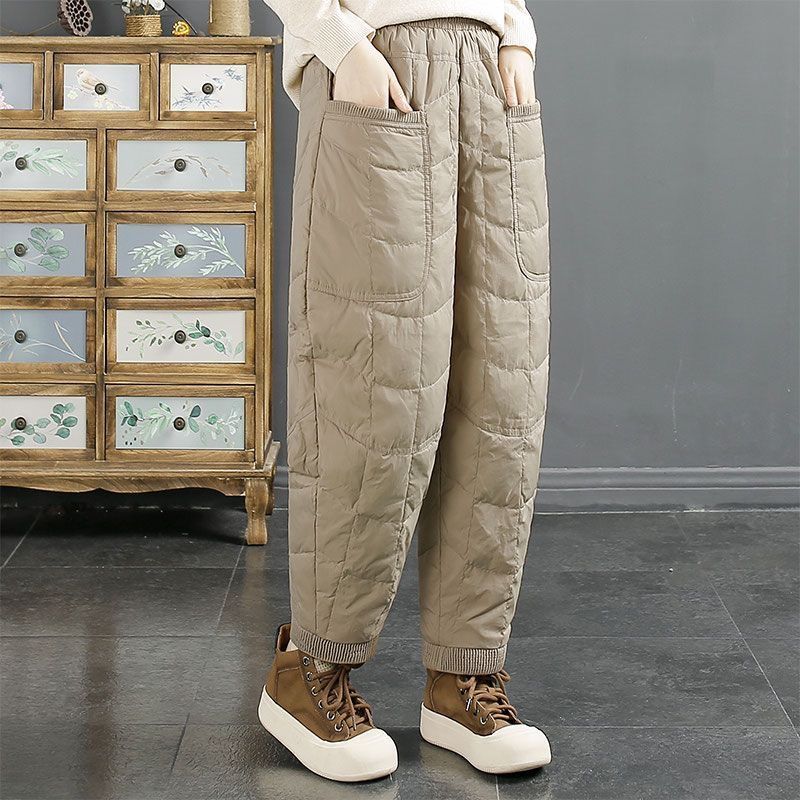 大码女装秋冬2024显瘦高腰长款哈伦裤胖mm宽松小脚萝卜加棉休闲裤