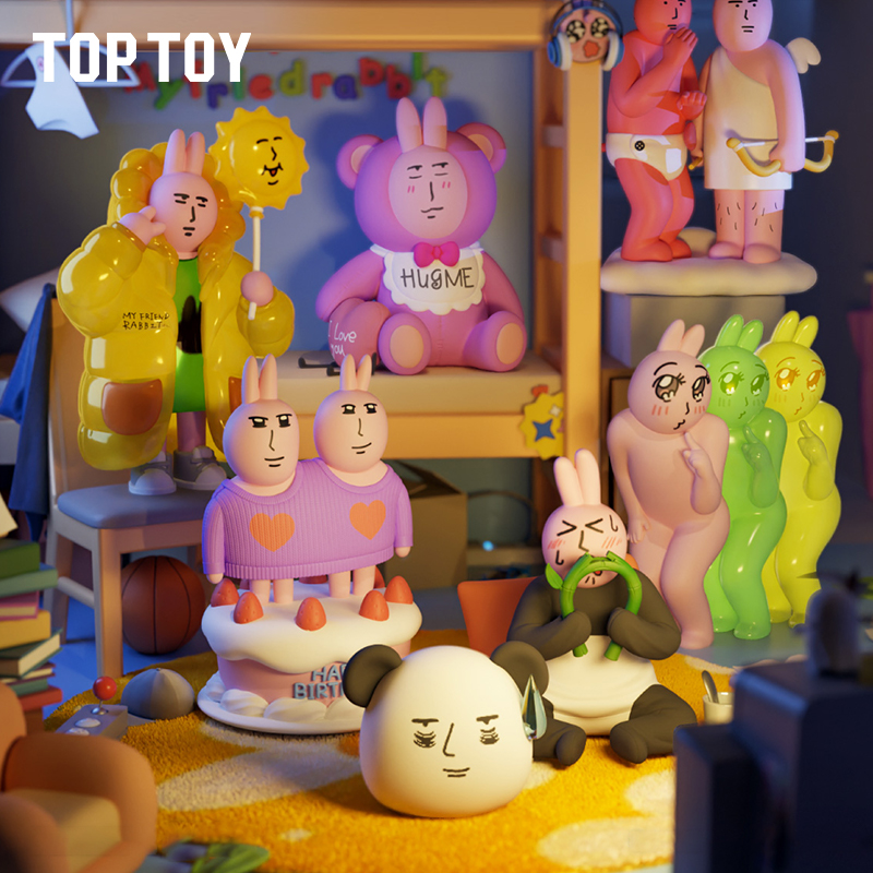 TOPTOY粉红兔子“美丽心情”系列盲盒公仔桌面车载摆件玩具礼物正版