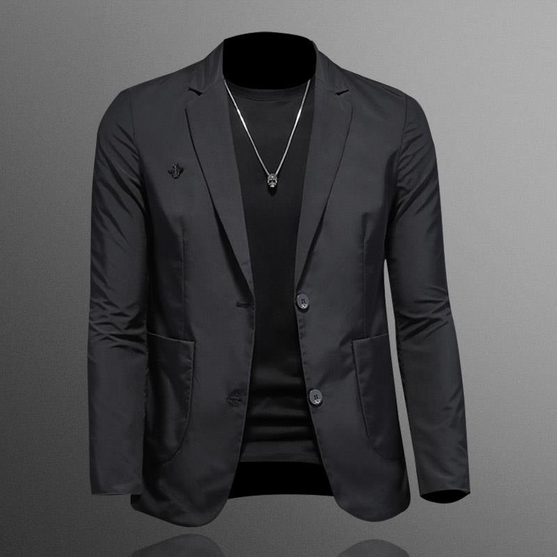 灏吉弧休闲西装简单款纯色修身小西服2025春装潮流休闲薄款外套