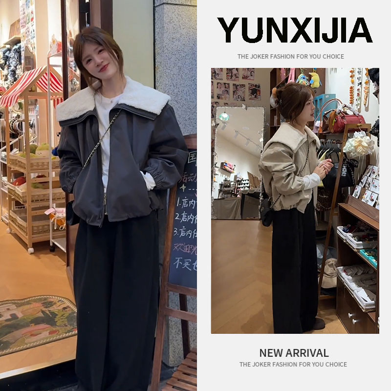 流行一整套2025秋季新款时尚气质慵懒风短款外套裤子两件套