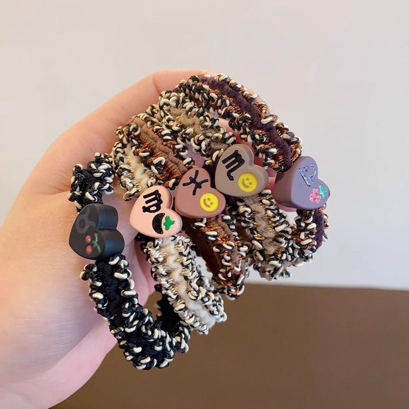 儿童头绳小香风咖色爱心发绳女童扎马尾不伤发发圈丸子头皮筋头绳