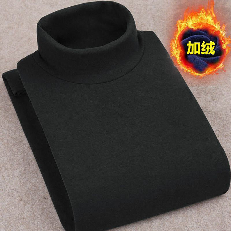 保罗【发货快】双面德绒打底衫半高领男士长袖t恤上衣服高级感男装